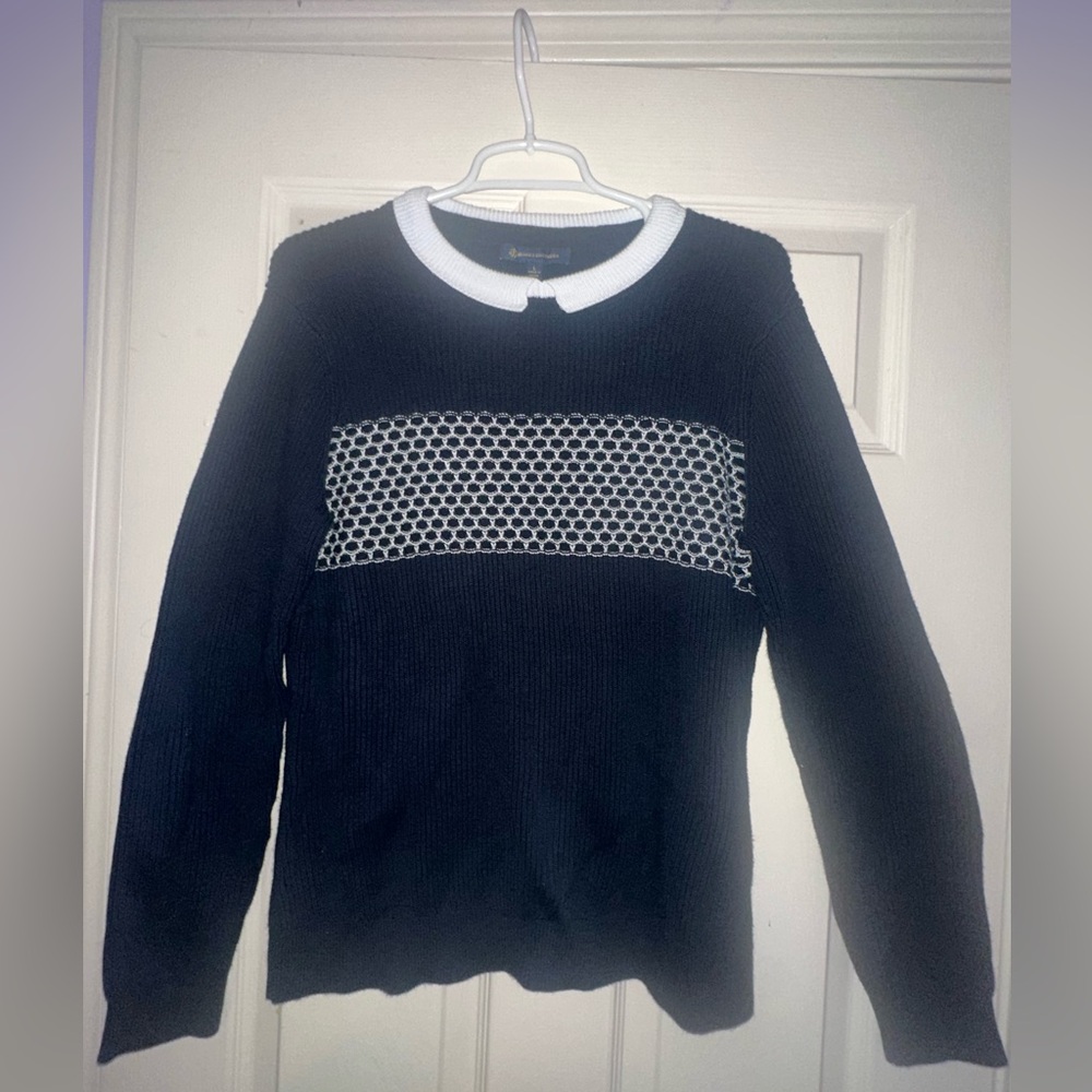 Brooks Brothers Navy Sweater with White Accents